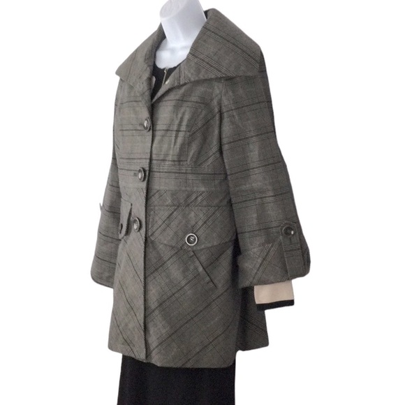 Kenneth Cole New York Plaid Trench Coat Sz S - Picture 3 of 12